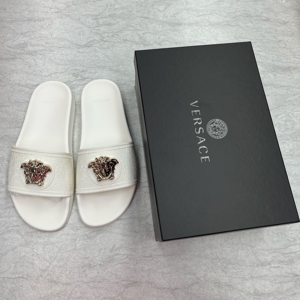 White Versace Poolside Sandals - image 4